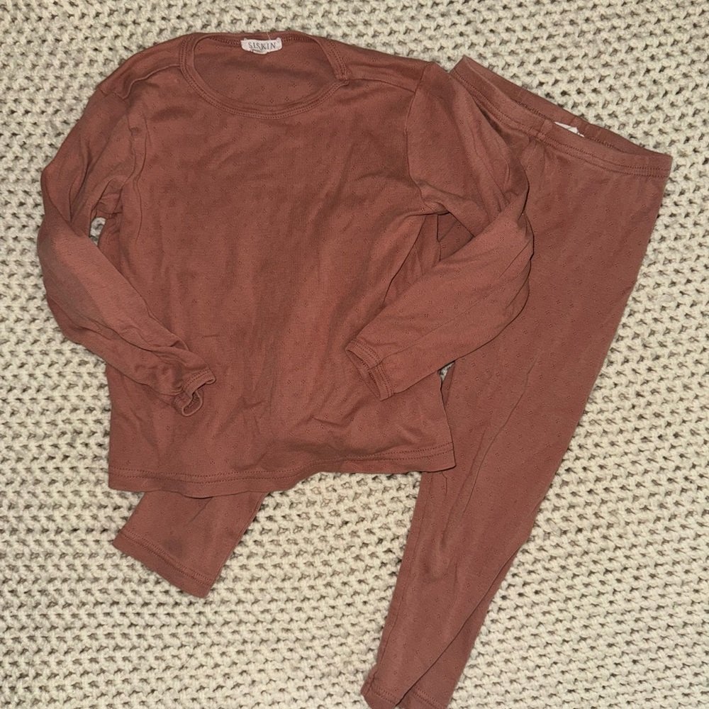Siskin Merino Wool Pointelle Long Sleeve Top and Pants Set